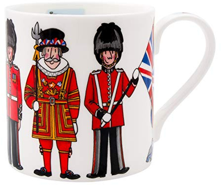 Alison Gardiner Tasse à café et à thé en porcelaine anglaise Motif personnages de Londres