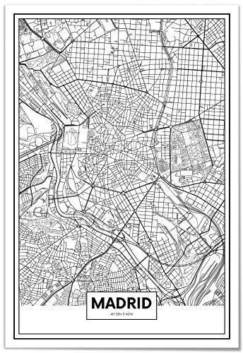 Panorama Póster Mapa de Madrid 50x70cm - Impreso en Papel de 250gr - Cuadros Modernos Decoración Salón y Dormitorio - Láminas Decorativas