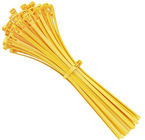 intervisio Fascette Plastica per Cablaggio Riutilizzabili, 350 mm x 7,5 mm, Giallo, Richiudibili, Riapribili, Fermacavo Elettricista 350mm Nylon Cavi Stringicavo, Nere, 100 Pezzi