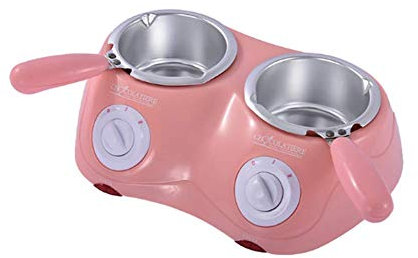 Molinter Juego de crisol de chocolate para derretir dulces, máquina de fundición de dulces, herramienta de cocina con juego de moldes DIY, crisol de chocolate (rosa, olla doble)