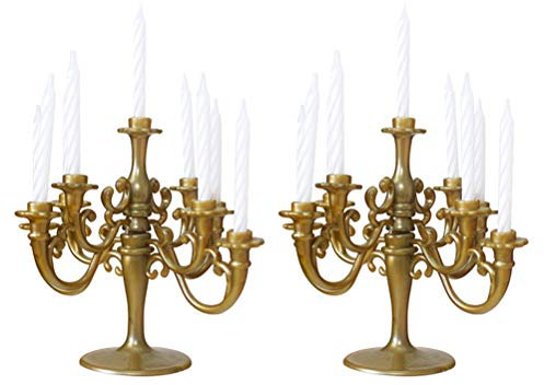 Holibanna Candelabro Portacandele Topper per torta con candele, decorazione per Natale, matrimoni, casa, feste, 2 pezzi