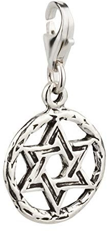 7K Ciondolo, Charm, Stella di David 2, Argento Sterling 925, Chiusura Moschettone