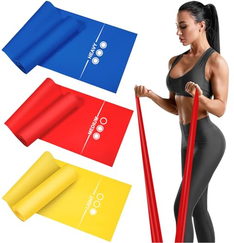 Fitnessband 3er-Set 1.5/1.8/2m lang Fitnessbänder Widerstandsbänder in 3 Stärke, Gymnastikband Resistance Band Trainingsband für Crossfit, Muskelaufbau, Yoga, Pilates für Männer und Frauen