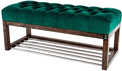 EMRA WOOD LPP 4 Höhe 45cm Flaschengrün Grün Sitzbank Bank Hocker Flur Eingang Garderobe Holz Walnuss Lackiert Antik Schick Elegant Neu OVP Shabby Vintage Handarbeit Nach Mass (100, 40)
