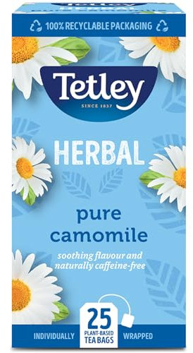 Tetley Pure Camomile Tea â€“ 20 Teabags, Naturally Caffeine-Free, Soothing Herbal Teabag for Relaxation and Stress Relief