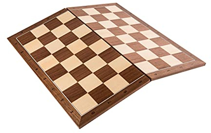 Holz-Leute Schachbrett aus Holz, Faltbrett | mit Koordinaten | Feldgröße 40 mm
