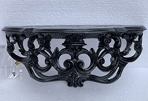 Console murale style baroque - Antique - 40 cm x 17 cm x 17 cm - Banc à fleurs - Noir