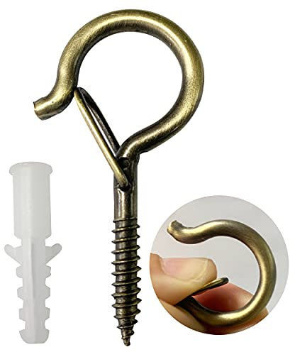 20 Stück Hakenschrauben Schraubhaken 4mm X 55mm Deckenhaken Schwerlast mit Sicherheitsschnalle mit Schrauben zum Aufhängen von Pflanzenkörben Vogelhäuschen Windspielen Laternen Lichterketten (Bronze)