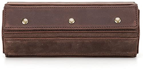 Elegance Uhrenbox aus Vegan Leather Luxuriöse Uhrenrolle Uhrenbox aus Leder für 3 Uhren mit Herausgeschobenen Einzelfächern herausnehmbaren,Retro Tragbare Geschenk,Brown
