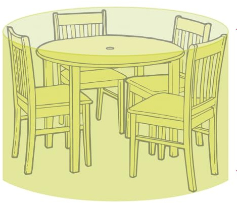 HERSIG - Funda Muebles Exterior Impermeable Ø163x89 cm - Cubre Mesa y Sillas Impermeable - Protector Plástico para Conjunto de Mesa y Sillas en Terraza o Patio