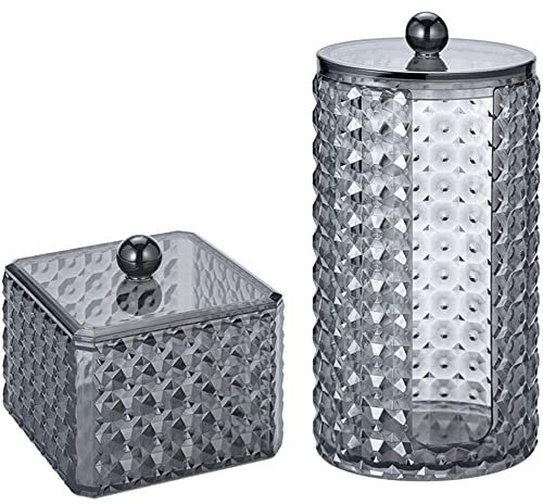 2 Stück Wattepad Aufbewahrungbox Mit Deckel, Acryl Wattepadspender, Acryl Wattepads Aufbewahrung, Kosmetik Organizer Wattepadsbox, für Schlafzimmer, Badezimmer, Makeup-Tischspeicher (Schwarz)