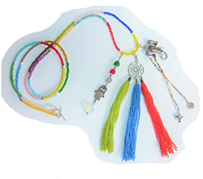 SSH-Design - extra lange Kette Bettelkette HIPPIE BOHO IBIZA PEACE - TRAUMFÄNGER - bunt -