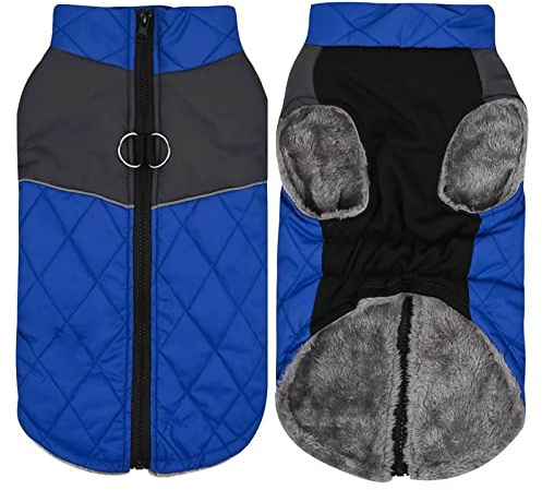 Hundemantel wasserdicht Hundepullover Winterjacke für Hund Hundebekleidung Hundejacke wasserdichter Haustiermantel Winterwarmer Hundemantel für kleine mittelgroße Regenmantel Hund (Blue, M)
