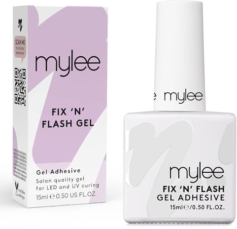 Mylee Fix & Flash Gel - Pegamento Transparente para Tips de Soft Gel, Uñas Acrílicas, Uñas Postizas y Tips, Curado con UV/LED, Remojo, para Uso Profesional y Privado (Fix 'N' Flash Gel, 15ml)