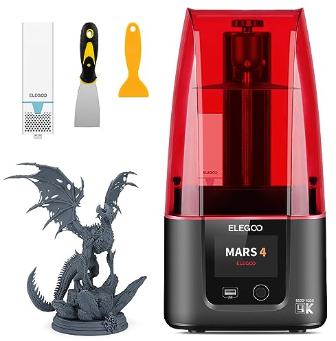 ELEGOO Mars 4 Resin Impresora 3D con purificador de aire 7 pulgadas Ultra 9K Monocromo LCD Mayor resolución y gran volumen de impresión, gran tamaño de impresión de 195,84 mm x 122,4 mm x 150 mm