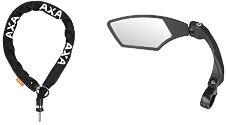 Axa 2231022715 - Kettenschloss Kettenschloss Schwarz 140 cm & M-Wave SPY Space Fahrradspiegel, schwarz