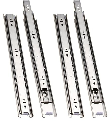 anchak 2 paar (4 Stück) 250 mm Rostfreier StahlSchubladenschienen, 3 Falten Teleskopauszug Schublade, Schubladenschienen Kugellager, für neue Schubladen