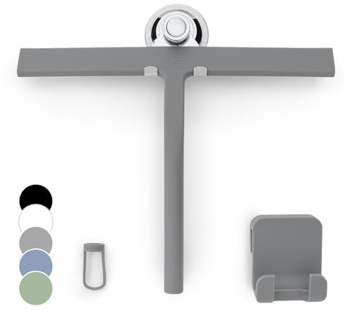 GÜTEWERK, Tergivetro per porte in vetro da doccia, in gomma, per la pulizia delle finestre, grigio, 28 cm