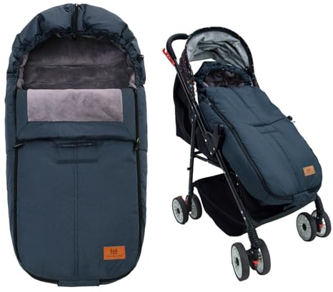 Universal Footmuff for Stroller, Waterproof Windproof Winter Fleece Lined for Toddler Anti-Slip Stroller Adjustable Hood with Drawstring Zipper & Button Blanket Footmuff for Boy & Girl (Blue)