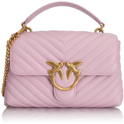 Pinko Love Lady Puff Mini CL Sheep Nappa Chevron, Borsa Donna, WWGQ_Lilla-Antique Gold, Taglia Unica