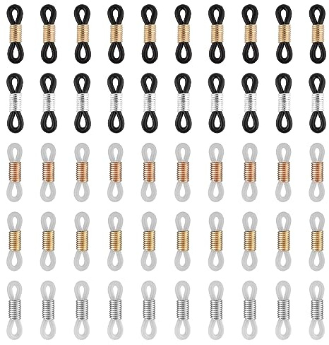 HAOBIN 50 StüCk Brillen Ketten Ende Verbinder Brillenkette Halter Verstellbare Silikon Ende Verbinder Anti Rutsch Brillen Kette Halter Connector Ende FüR Brillengestell (50, Weiß+schwarz)