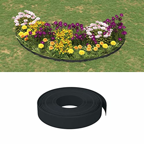 ZEYUAN Rasenkante Schwarz 10 m 10 cm Polyethylen, Beetumrandungen, Beeteinfassung, Grabumrandung, Zaun Garten, Beetabgrenzung, Beetzaun