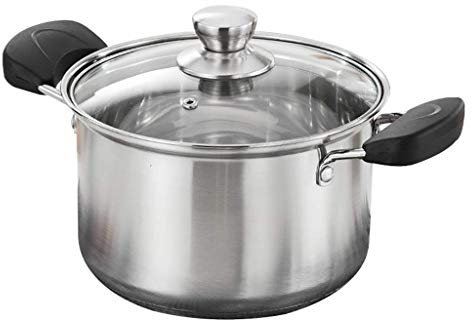 OQHAIR Saucepan with Toughened Glass Lid,bakelite Handle Braising Pans,Stainless Steel Saucepan