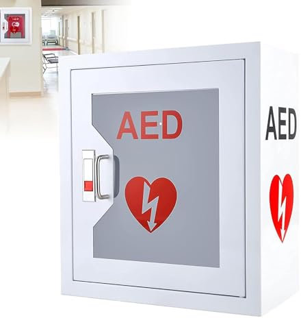 AED-Defibrillator-Aufbewahrungsschrank, Herz-Defibrillations-Alarmbox, sicher mit Sirenen und Blinklichtern, Notfallset-Box und Erste-Hilfe-Set für Zuhause, Schule und Büro