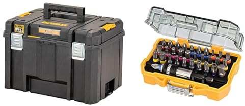 DEWALT TSTAK™ 2.0 Deep Toolbox & DT7969-QZ, 32 Piece XR Professional Magnetic Screwdriver Bit Accessory Set, Yellow