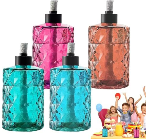 Antorcha de mesa de , 4 antorchas decorativas de , antorchas de patio de mesa | Linterna de decorativa de gran capacidad, luz de vela portátil con textura de para