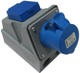 16A Wall Socket 3 Pin with integrated 13A Socket (240V IP44 Electric Outlet Indoor Outdoor)