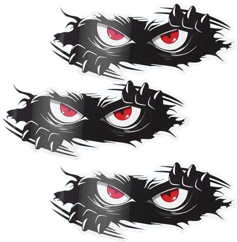 Wanmu 3Pcs Car Stickers, Large Vinyl Bumper Sticker, Funny, Monster Decals for Vehicles, Waterproof Decals for Cars, Trucks, and Dents
