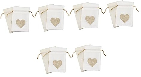 NOLITOY 12 Bolsas de Lino Beige Cordón para Regalos Ecológicas y Ligeras, para Galletas y Aperitivos en Bodas y Baby Showers