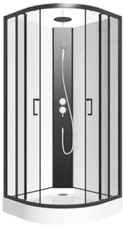 Vente-unique-Cabina de ducha cuarto de círculo - Altura ajustable - L90 x l90 x H213/232 cm - Negro y blanco - ROVATA