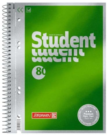 BRUNNEN Collegeblock Premium Student | A5, olinjerad, 80 ark, grön