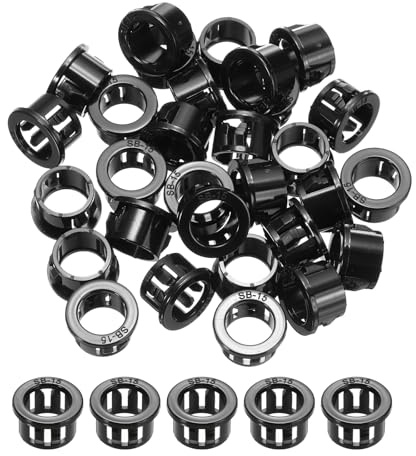 PATIKIL 48pcs Wire Grommet, 15mm Mounting Dia Plastic Grommets Cable Snap Bushing Cable Mounting Hose Bushing Grommet Protector Fasteners Locking Nylon for Wire Cable Hose, Black