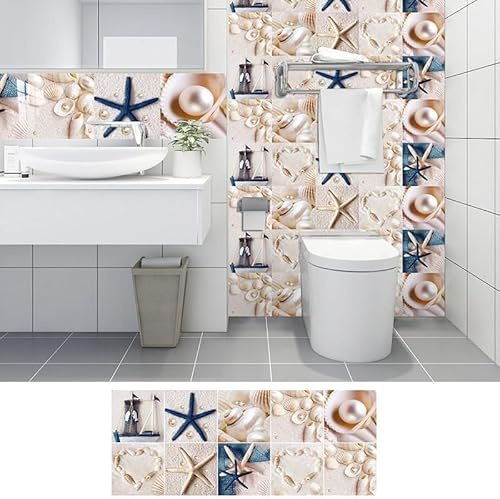 Selbstklebende Fliesenaufkleber 20 Stück(15x15cm/1pcs),Wasserdichte PVC Wandfliesen mit Steinoptik & Maritim Design für Küche Badezimmer,Rückstandslos entfernbar,EXTRA starke Haftung
