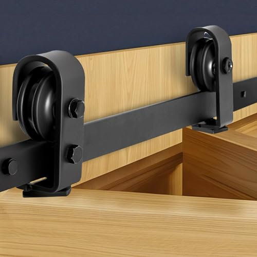 VEVOR Bi-Folding Sliding Barn Door Hardware Track Kit, 52 Top Mount Track Kit, Slide Smoothly & Quietly, Heavy Duty, Easy to Install, Suitable for Two 24 Closet Pantry Laundry Doors (Not Included)