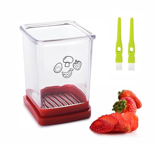 ANIS·KEAAR Stainless Steel Fruit Slicer Cup,Multifunctional Speed Cutter for Strawberry Banana Grape Egg Portable,Kitchen Gadget for Vegetable Cutting Salad Prep Must-Have Kitchen Tool.