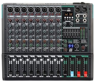 KJUEQ Mezclador De Audio Profesional, Consola con Tablero De Sonido De 8 Canales, Interfaz De De Mesa De Mezclas For DJ, Efecto De Reverberación 99 Incorporado