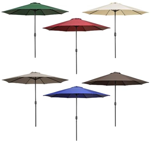 Parasol de jardin imperméable de 2,7 m à 8 baleines pour plage, pelouse et camping Beige