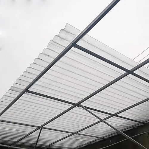 CVERTHAF Lámina de Techo Transparente de 2 mm de Grosor, láminas corrugadas para techos, Placa de FRP para iluminación Natural, Cubiertas ignífugas, Impermeables y Anti-UV para techos de Garaje, Pane