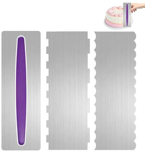 3 Stück Tortenspachtel, Winkelpalette Torte, Streichpalette für Torten, Kuchenspachtel, Tortenpalette, Edelstahl Winkelpalette für Dekorieren von Kuchen, Gebäck und Backen