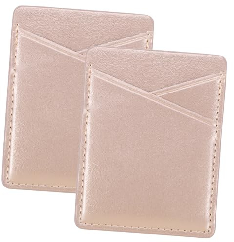 Beaupretty 2pcs PU Card Holder for Phone Case Non-Slip Cellphone Back Pocket Wallet with Slots Secure Card Sleeve Coin Pocket Sticker Design for Mobile Phones
