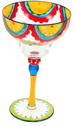 VILLCASE Copa Margaritas Pintada Mano Vidrio Transparente Decorativo para Cócteles y Mesa Cristalería Artística para Eventos y Uso Diario