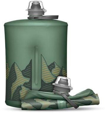 HydraPak Stow Collapsible Water Bottle – 1L – Ultralight, Leak-Proof, BPA-Free, Filter Compatible Travel & Hiking Flask - Sage Green