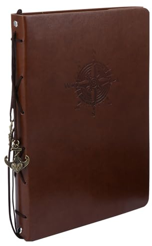 Hohopeti Album Fotografico Fai da Te in Similpelle PU Grande Marrone Album di Ritagli Vintage per Ricordi di Viaggio e Occasioni Speciali Libro dei Ricordi Personalizzabile per Natale e