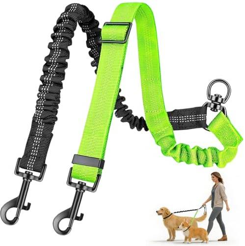 NiceNaiils Guinzaglio Doppio per Cani, Lunghina Cane Regolabile, Guinzaglio Addestramento per Cani Anti-Groviglio con Rotazione a 360°, Adatto Cane di Taglia Media e Piccola