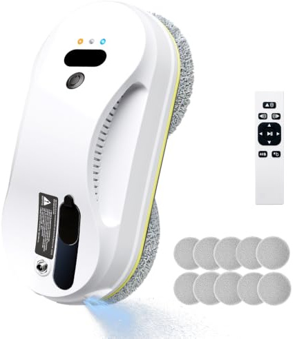 PuRuiKai PRK‑309 Smart Home Window Cleaner Robot,Glass Cleaning Tool | auto water spray, strong suction, intelligent path planning, remote control, works for windows, tiles, doors