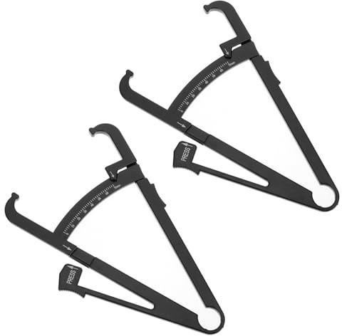 Pince à Plis Cutanés de Graisse Corporelle 2 Pièces Abs Noire | Mesure de Plis Cutanés, pour Hanches et Abdomen, Format Portable, Usage Homme et Femme